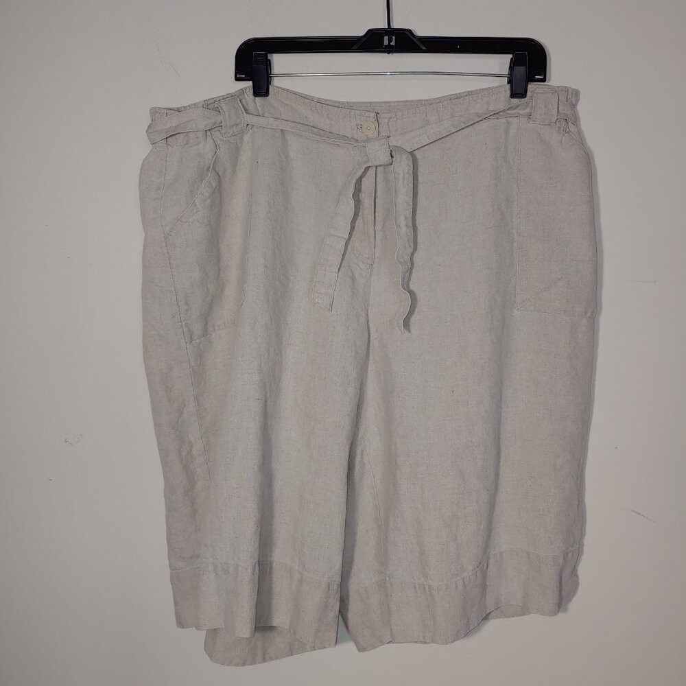 J. Jill 100% Linen Tie Waist Lightweight Shorts Size 22W Oatmeal
